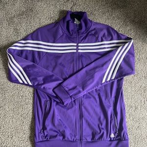 adiddas 3 stripe purple track jacket